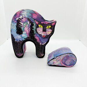 Vintage Paper Box Cat Mouse Pop Art Artist Abstract Electric Neon Bright